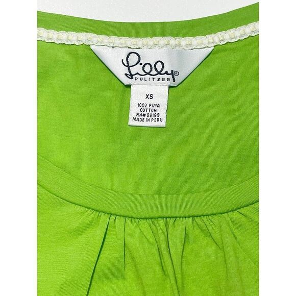 Lilly Pulitzer Scoop Neck Puff Sleeve Tee T-Shirt Bright Green XS Extra Small‎ - Picture 2 of 9